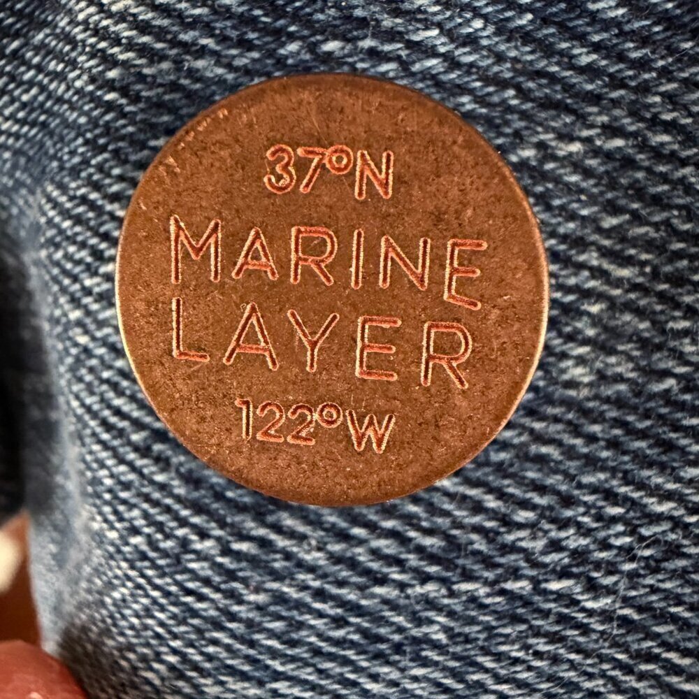 ❤️🔥Marine Layer - Blue Eileen Embroidered Denim Jacket - L - Picture 7 of 7